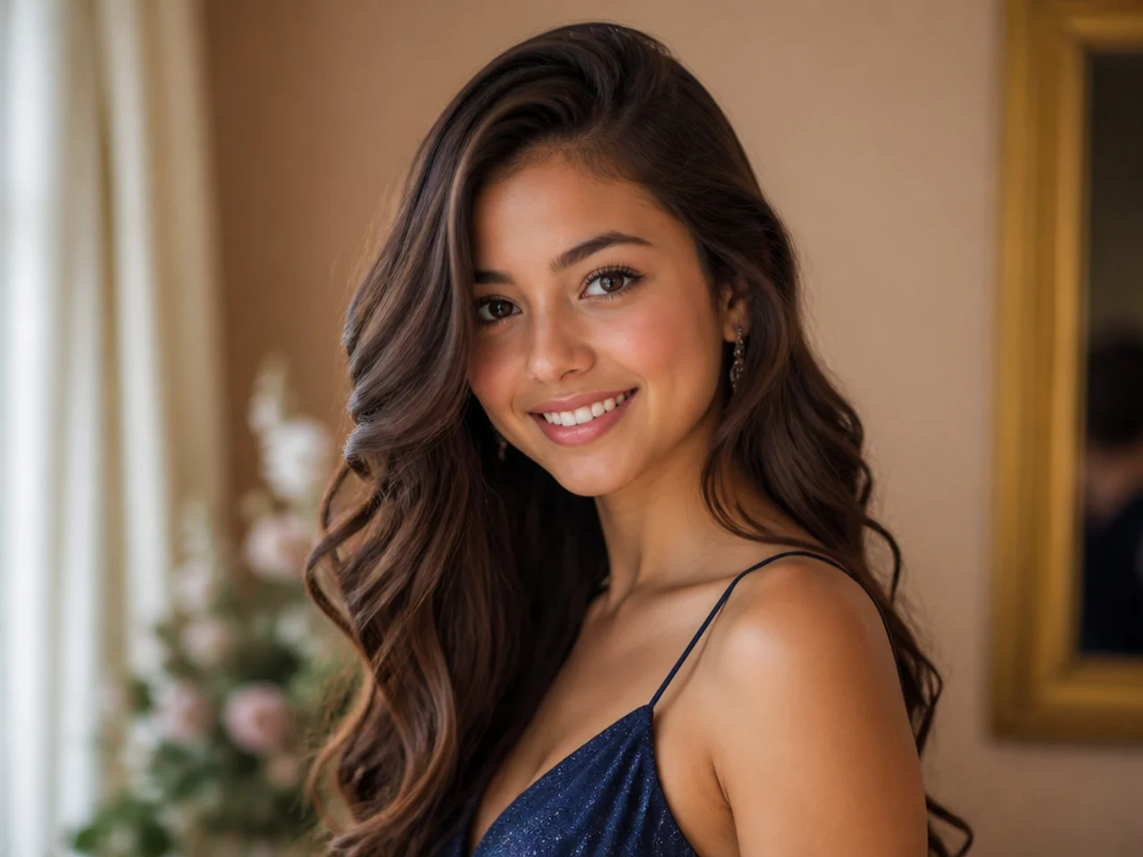 Soft waves worn loose with a deep side parting and volume at the crown
