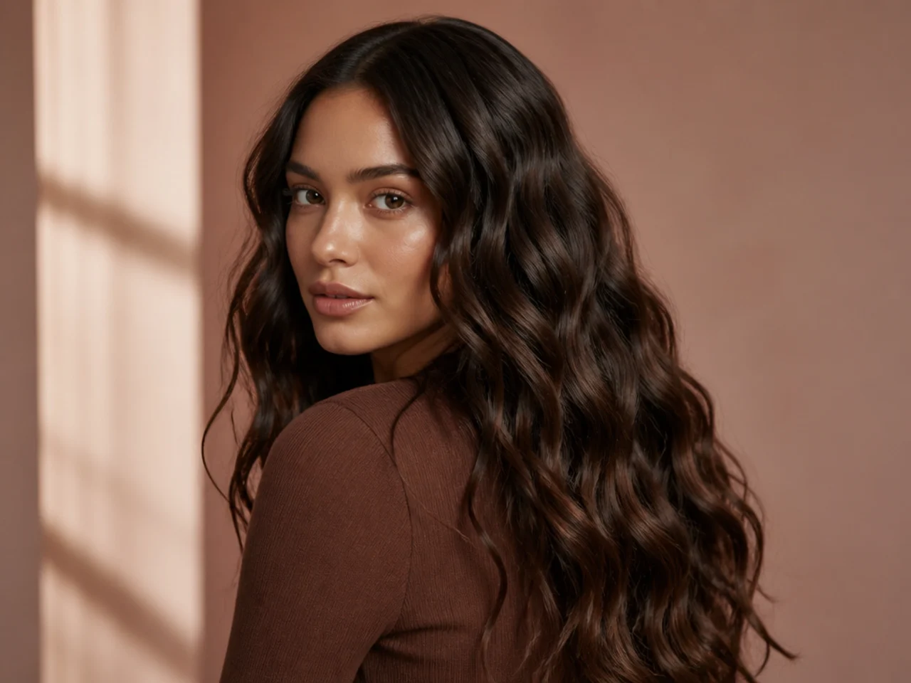 Waves from an overnight plait on long hair