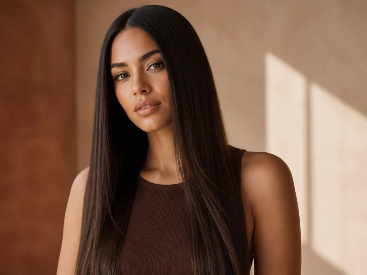 Long straight hair worn down