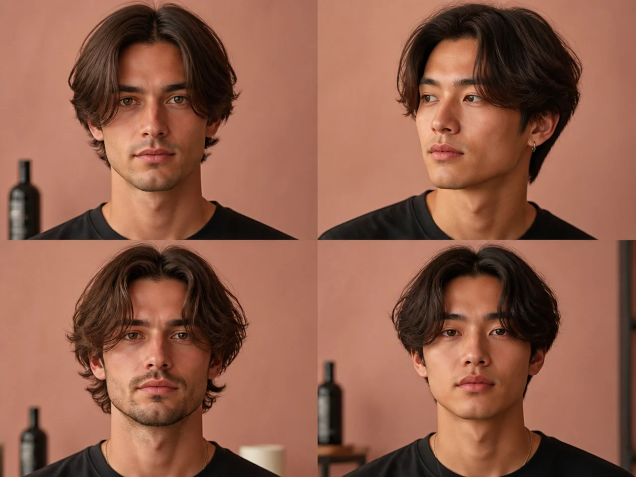 Middle part curtains hairstyle for men with medium length hair