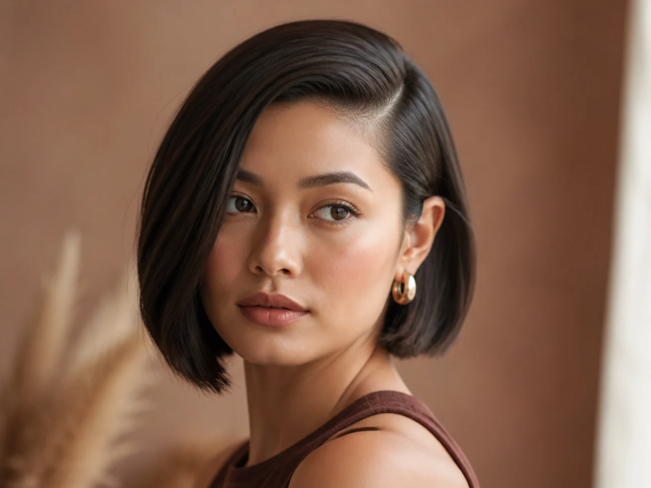 A bob with a deep side part