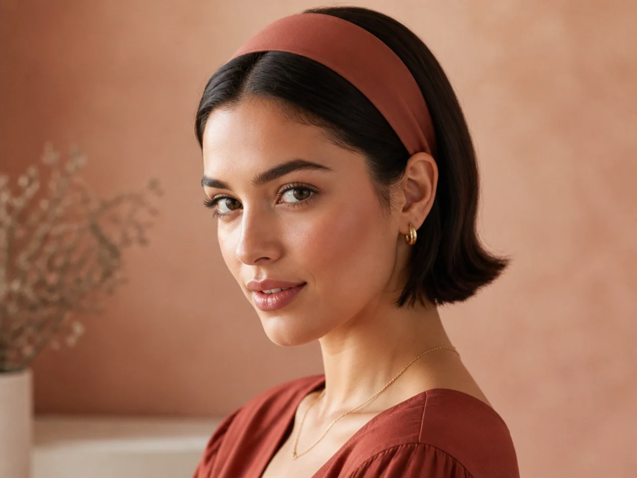 Short straight hair with a wide band