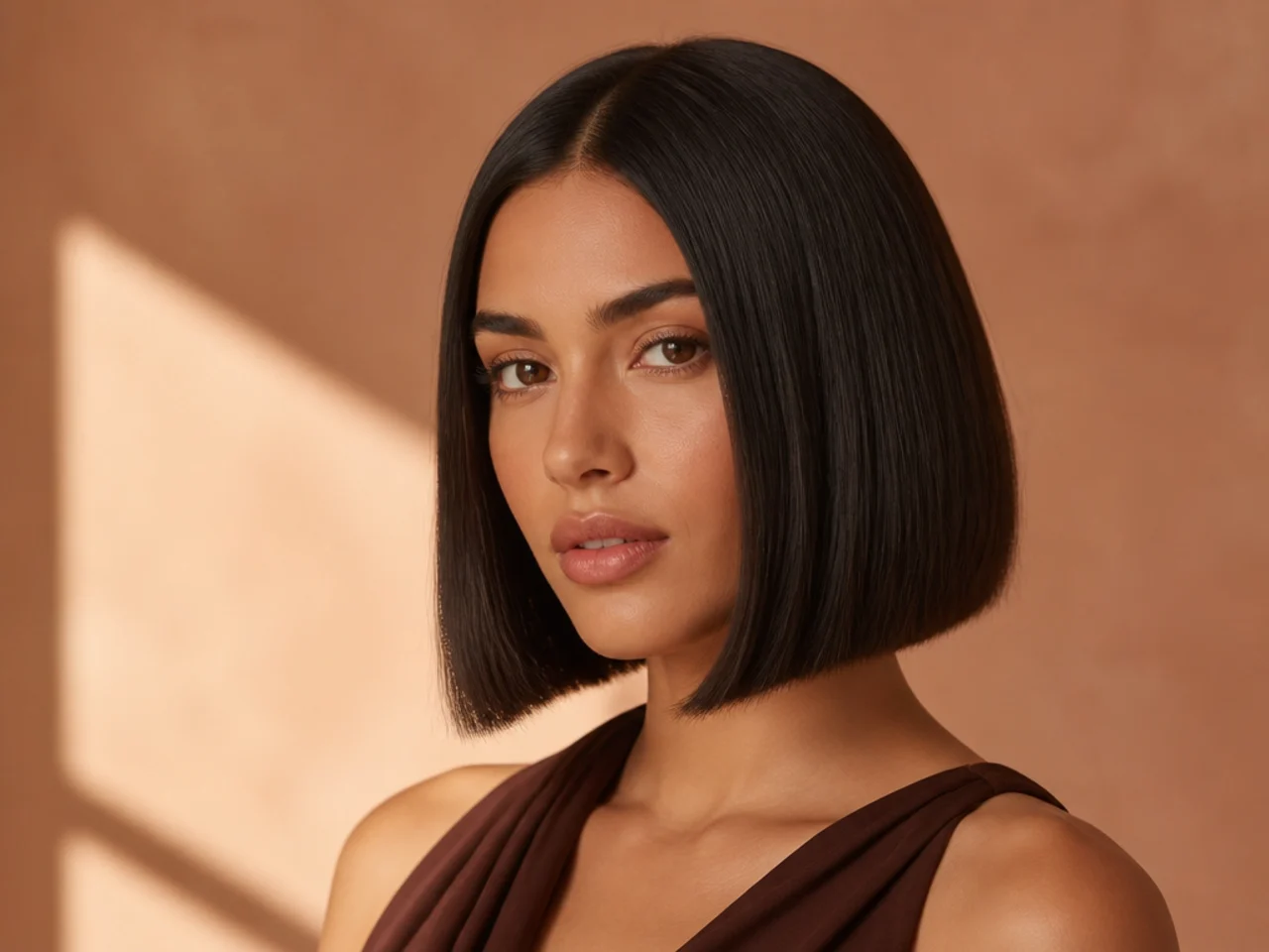 A sleek middle-parted bob