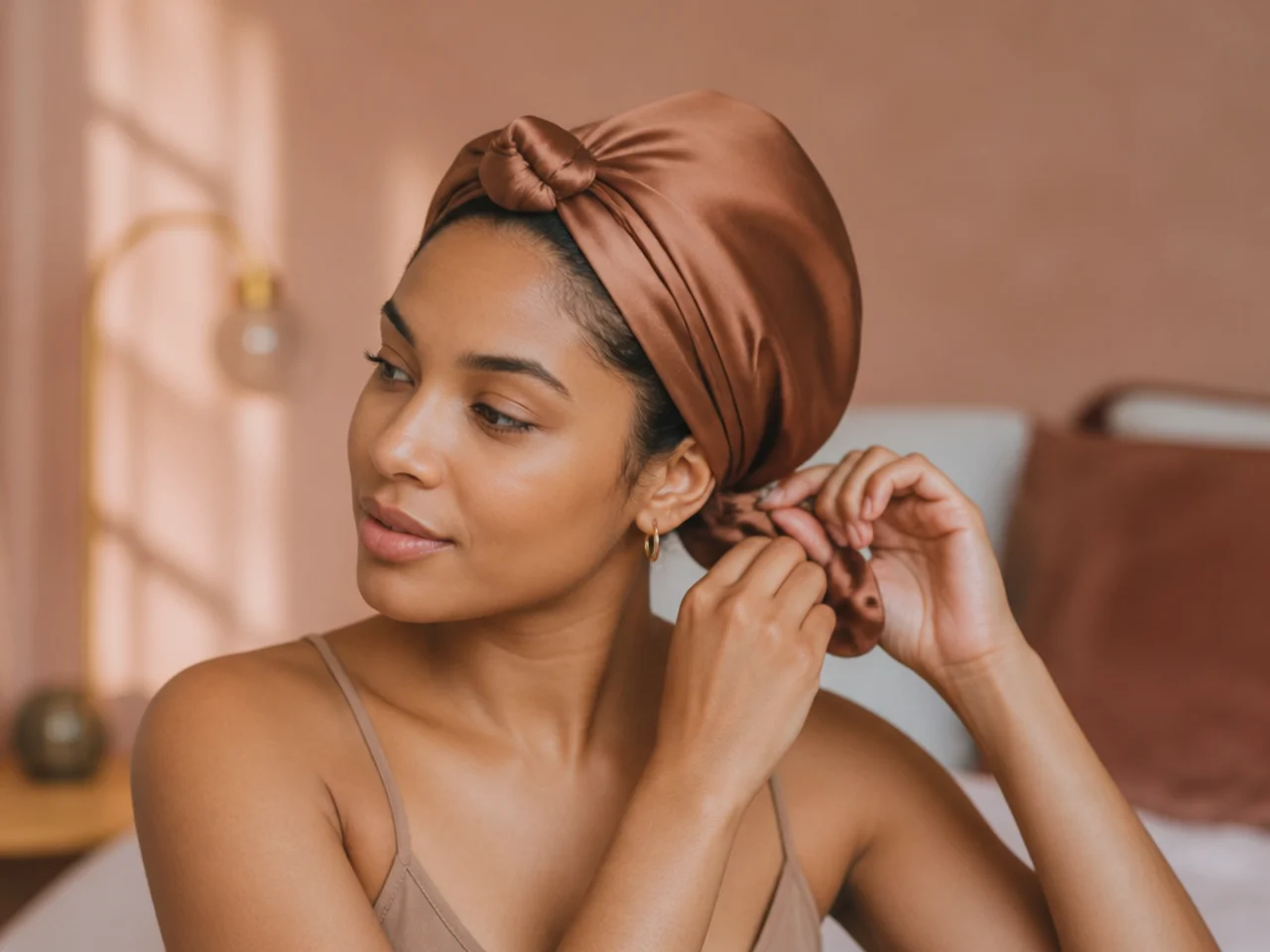 Hair being wrapped for the night
