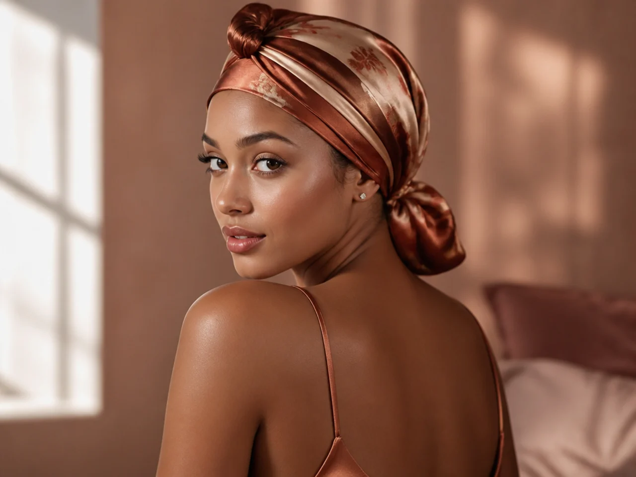 A silk scarf used to wrap hair at night