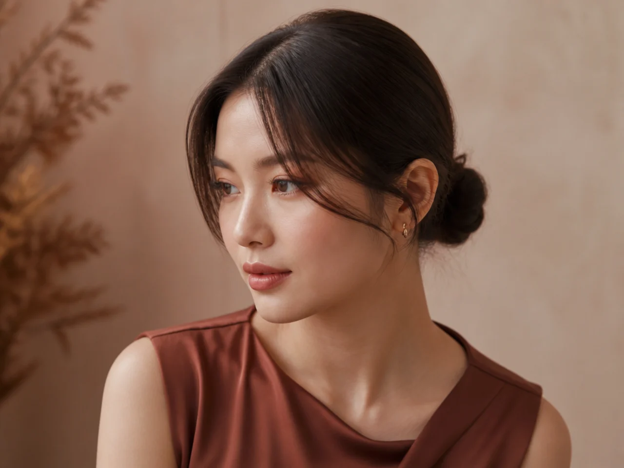 A small low bun on fine hair