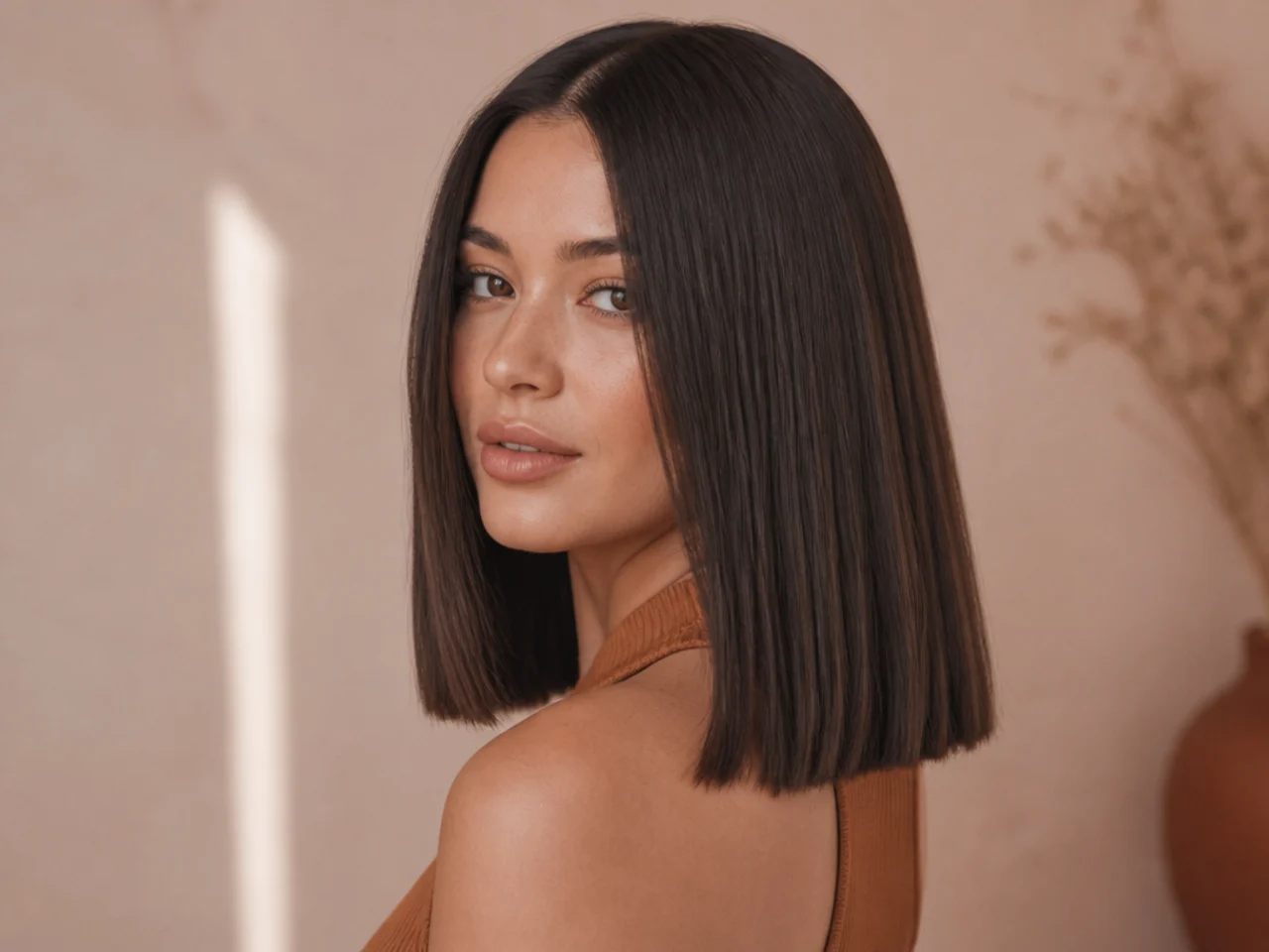 Fine straight hair with blunt ends