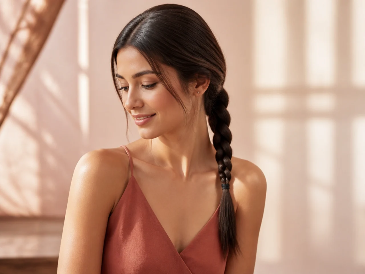A single plait on fine hair
