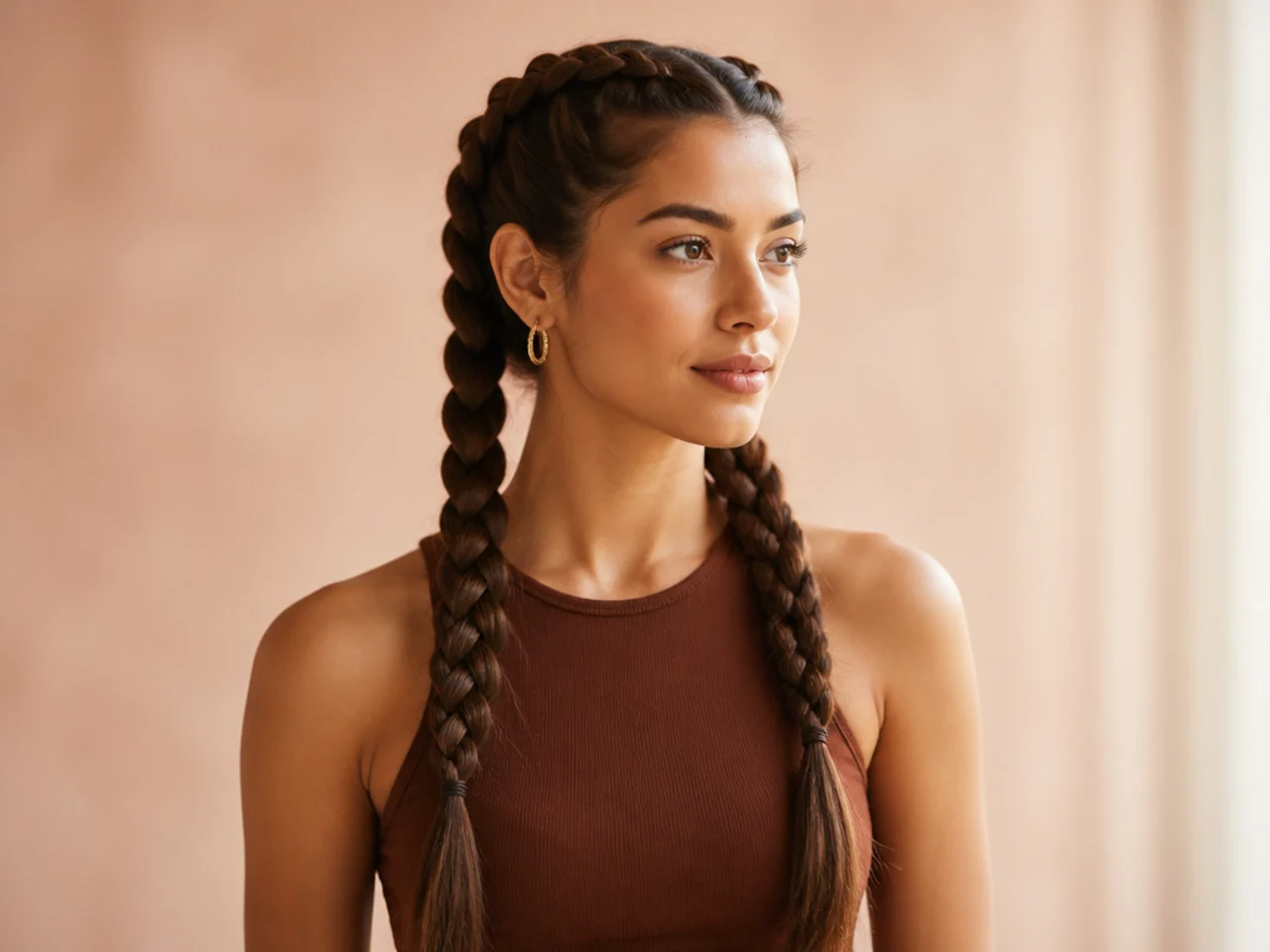 Two Dutch braids for a long day