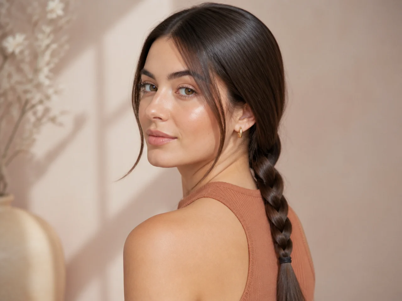 A single plait on wash-day hair