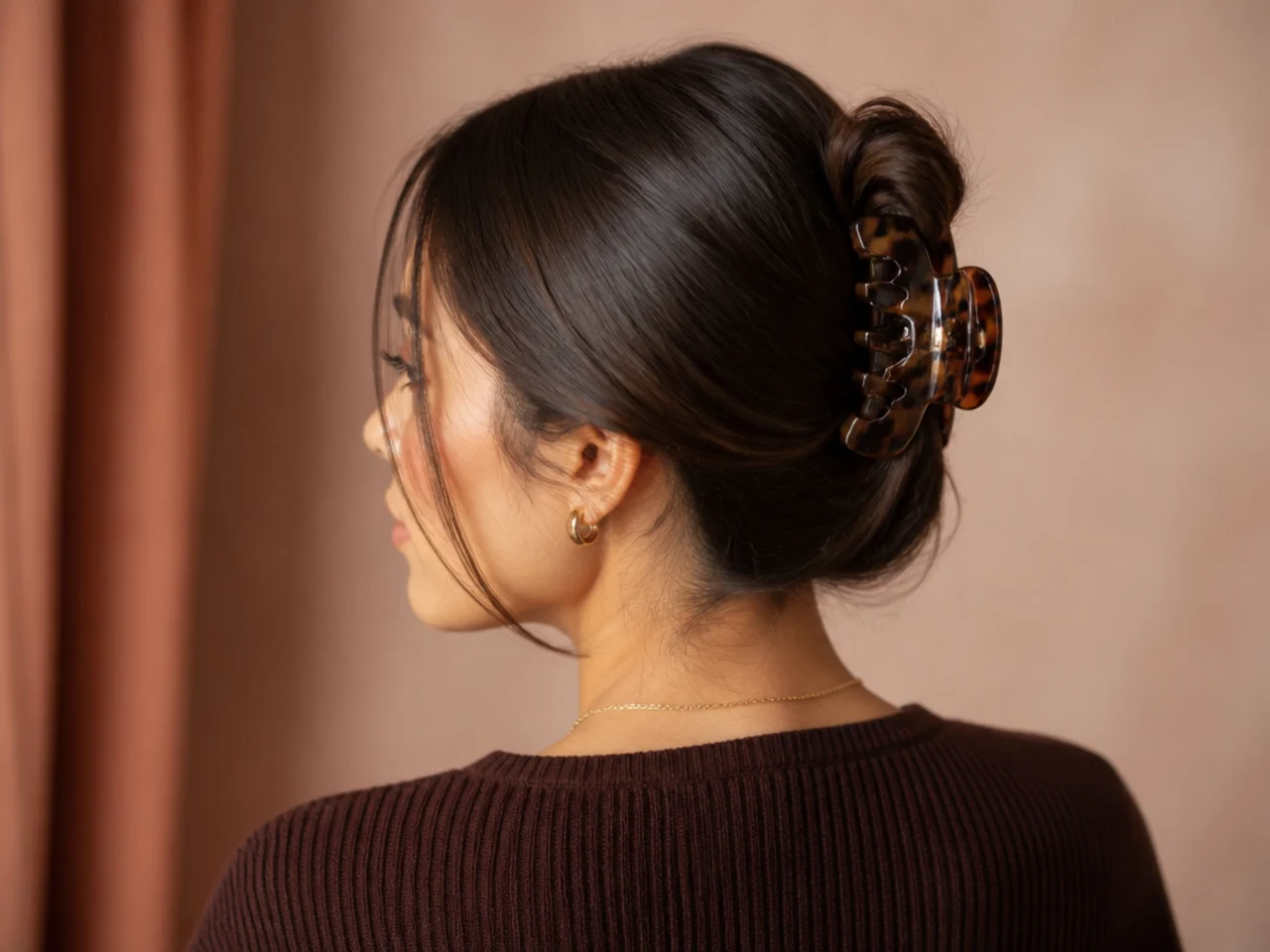 A claw clip twist on wash-day hair