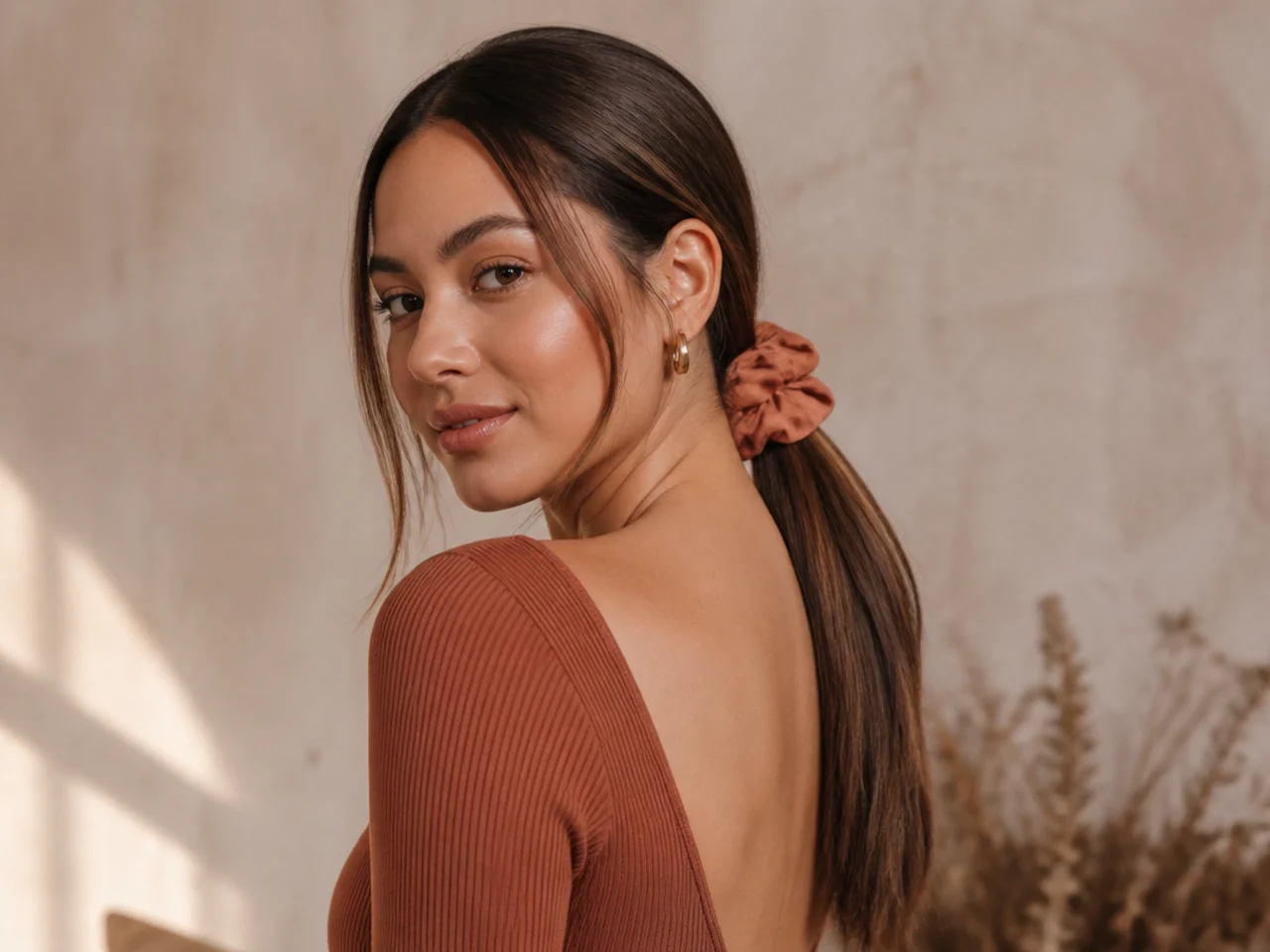 A scrunchie ponytail