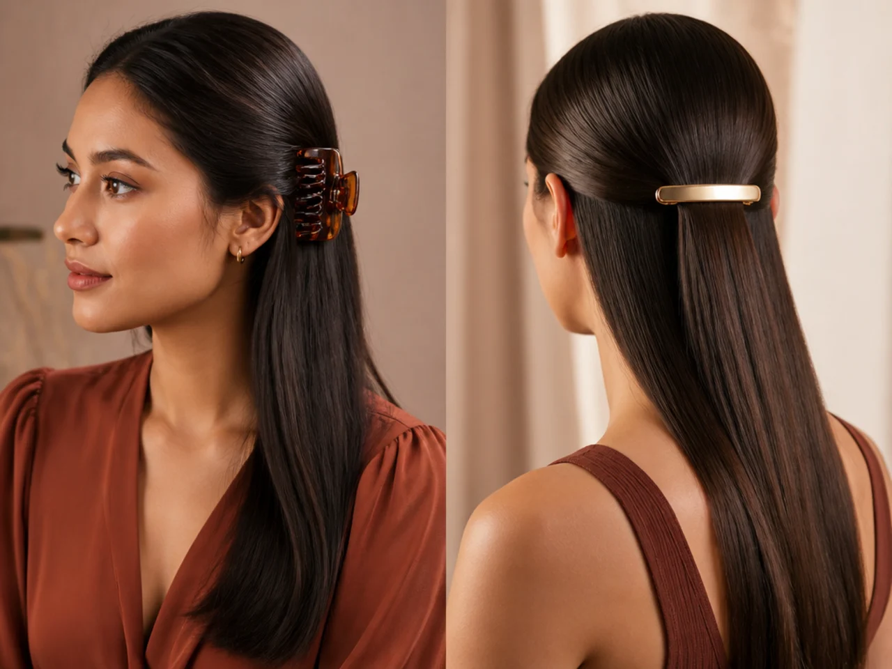 A toothed comb clip and a smooth barrette compared