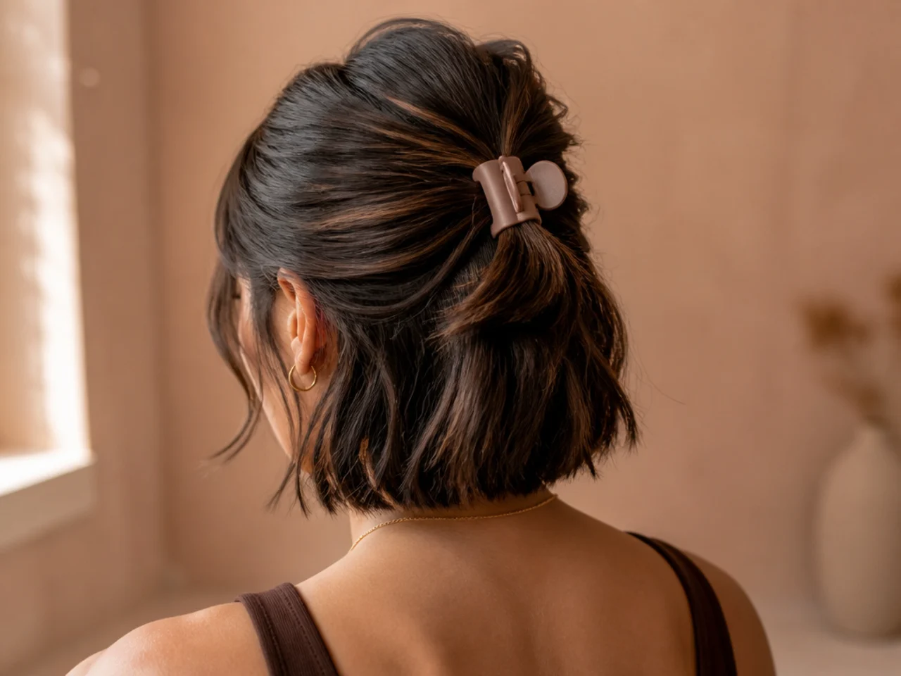 A bob worn half up with a small clip