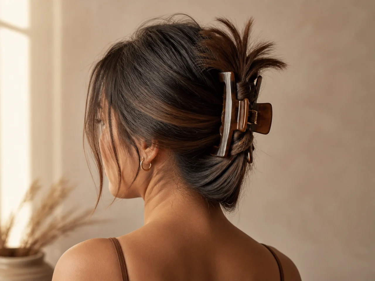 A half-up with ends left showing above the clip