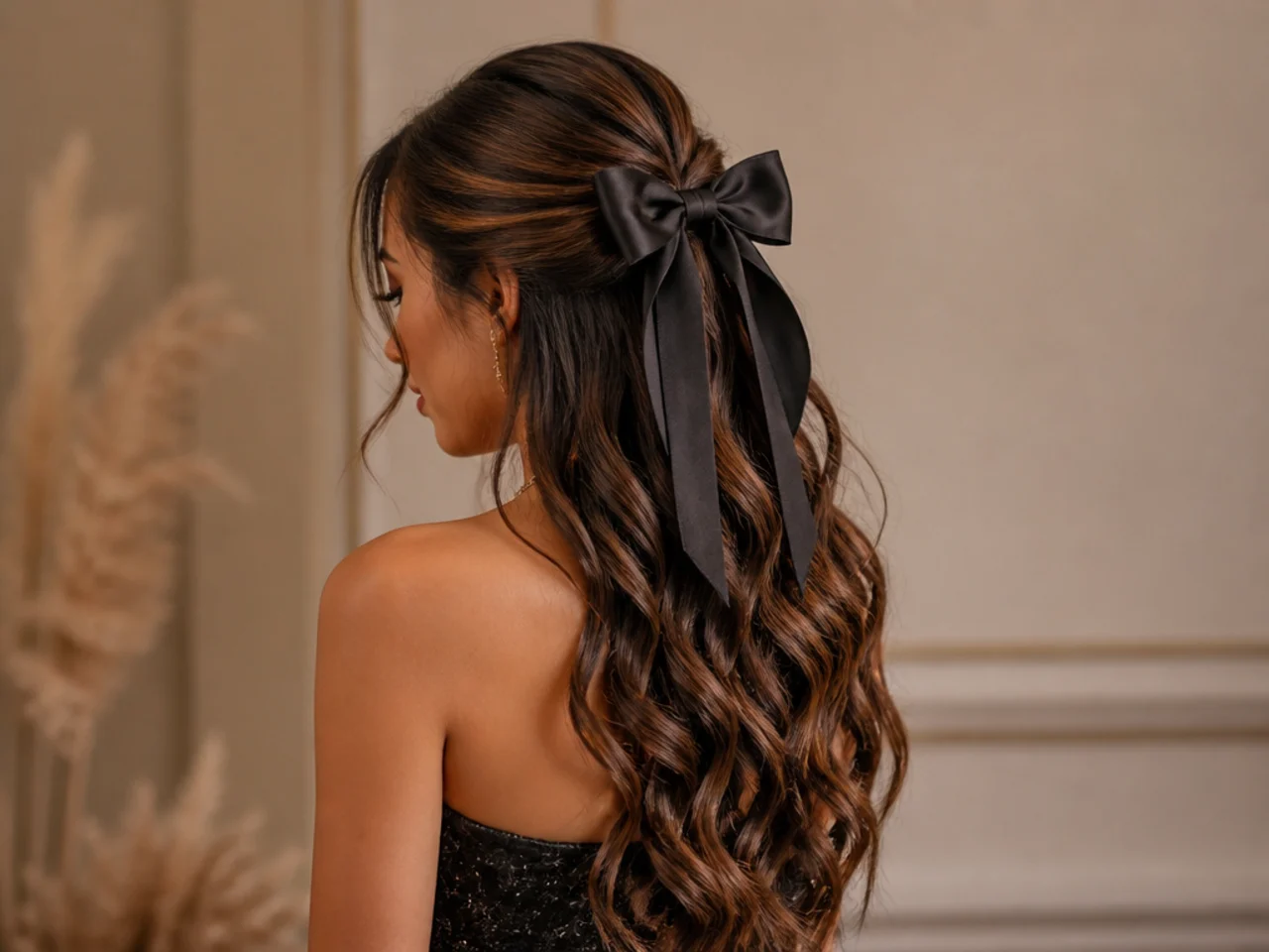 Half-up finished with a large bow