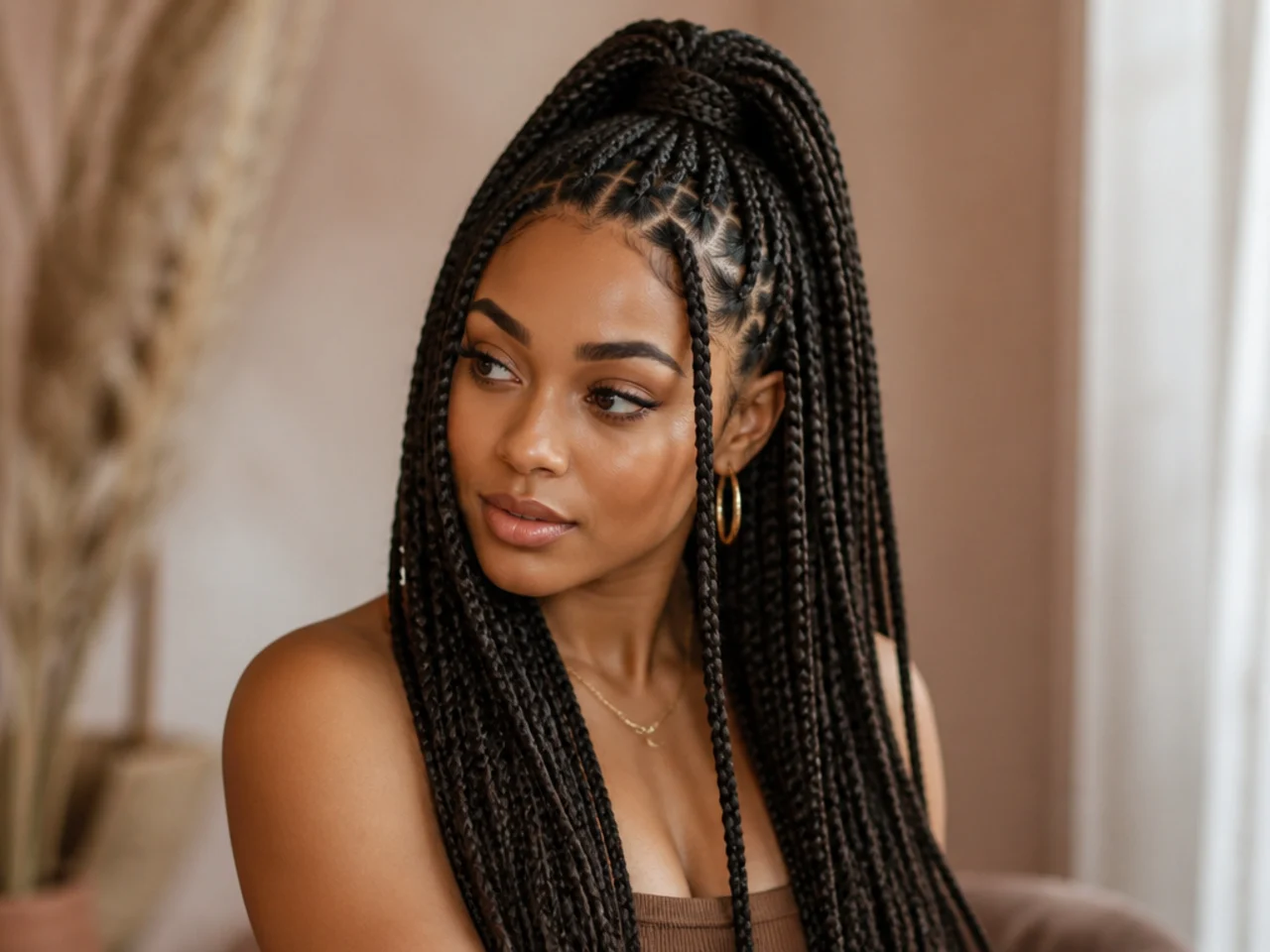 20 Half Up Large Knotless Braids I Saved