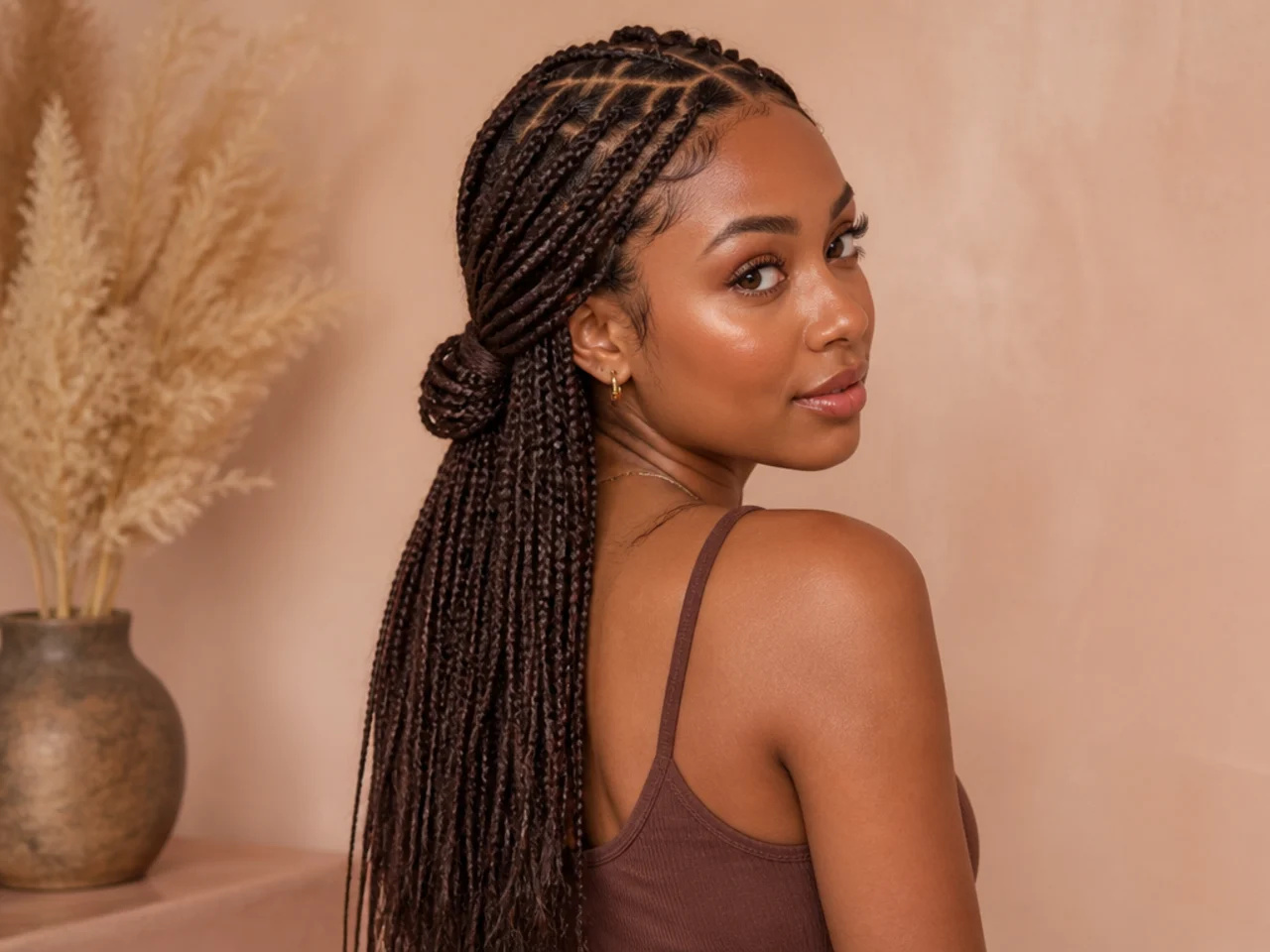 Braids in a low half up