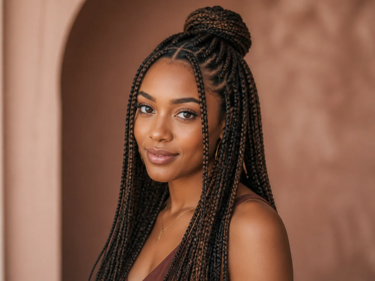 Half up braids with face-framing pieces