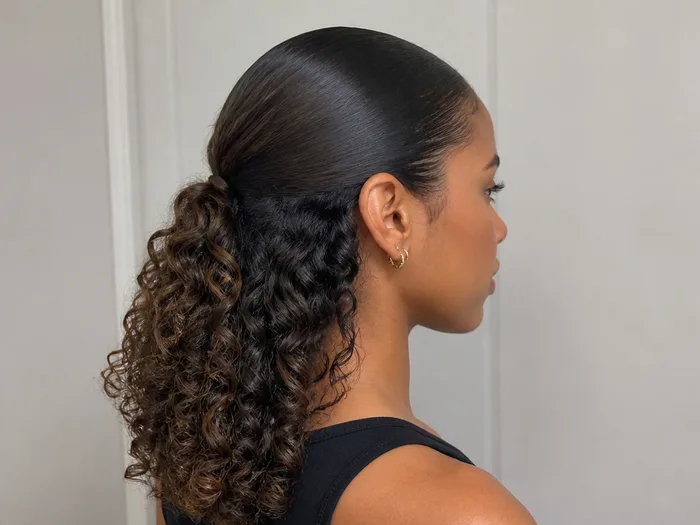Vampire slick-back curls Halloween hairstyle with smooth top and loose curls