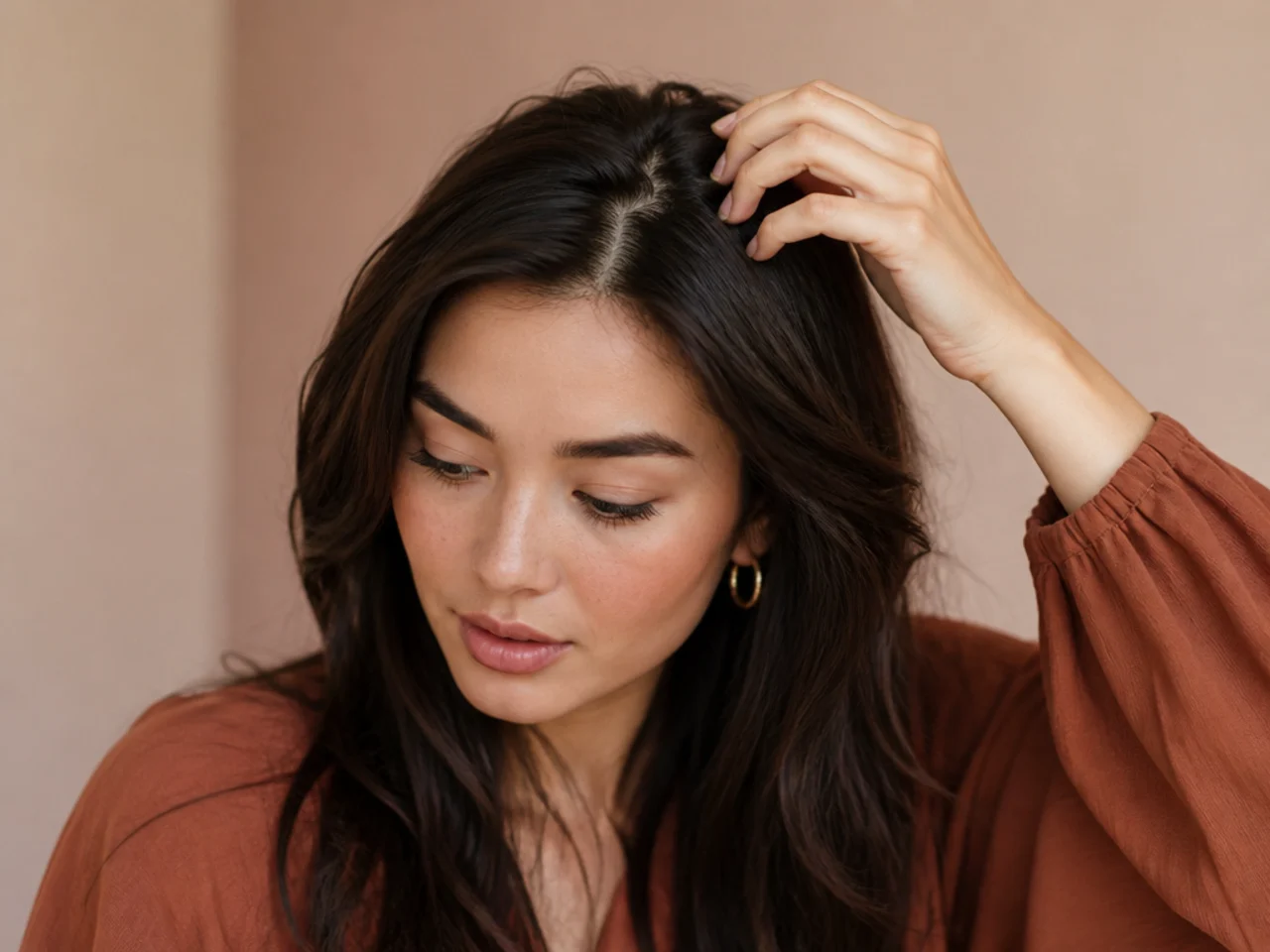 A zigzag parting breaking the scalp line