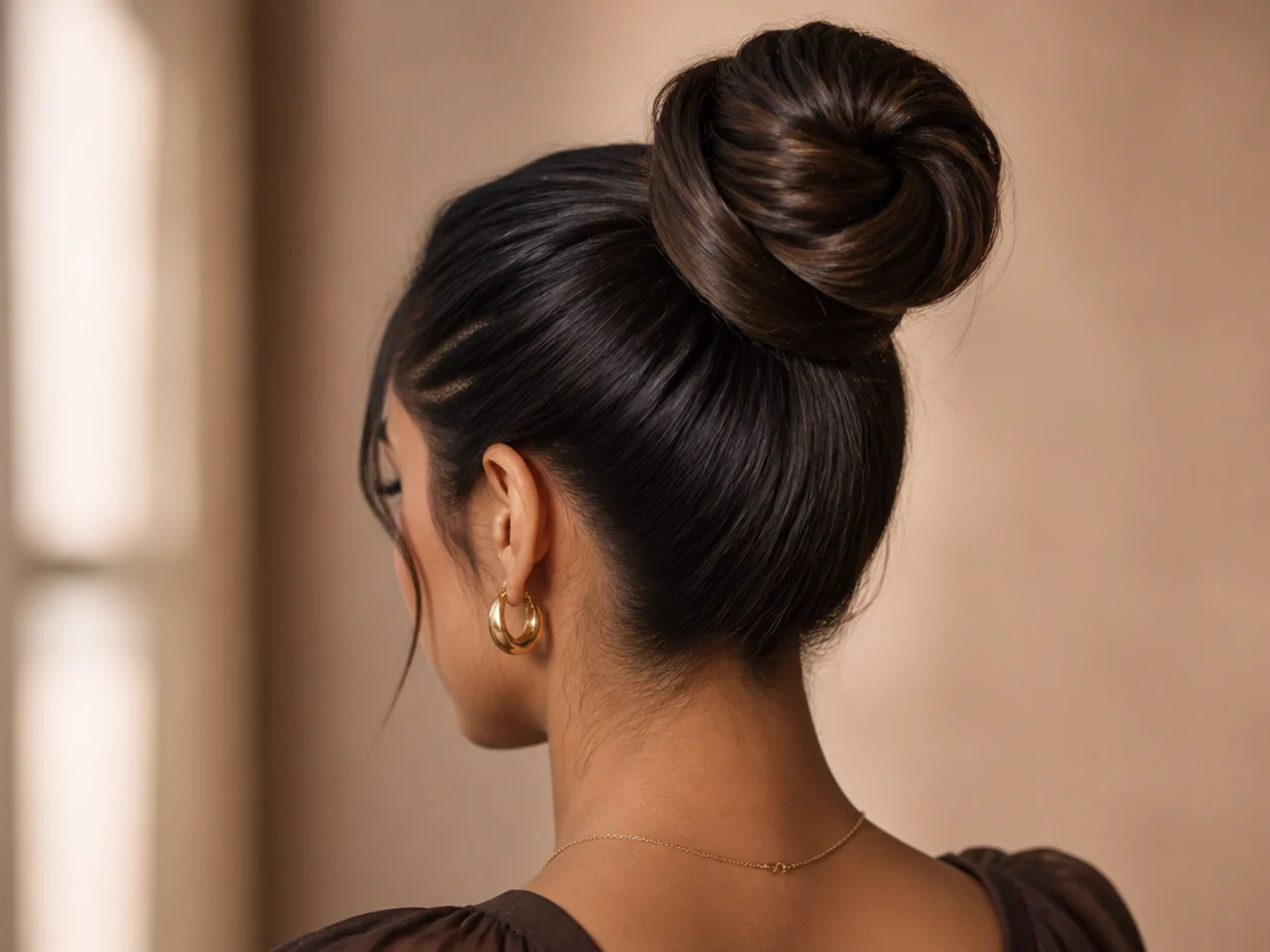 A high bun with a wrapped base