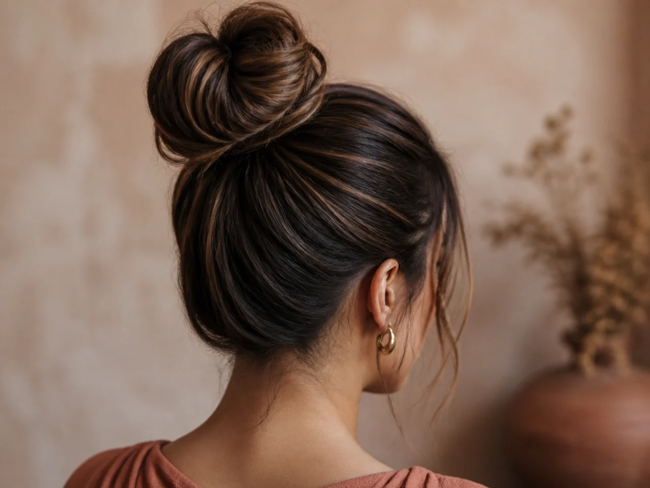 A high looped bun