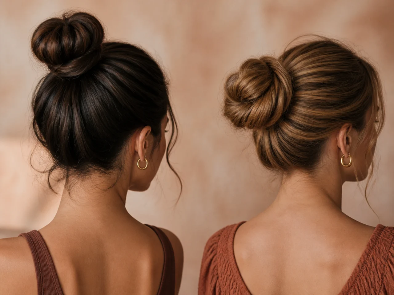 A bun on the crown compared with one placed forward