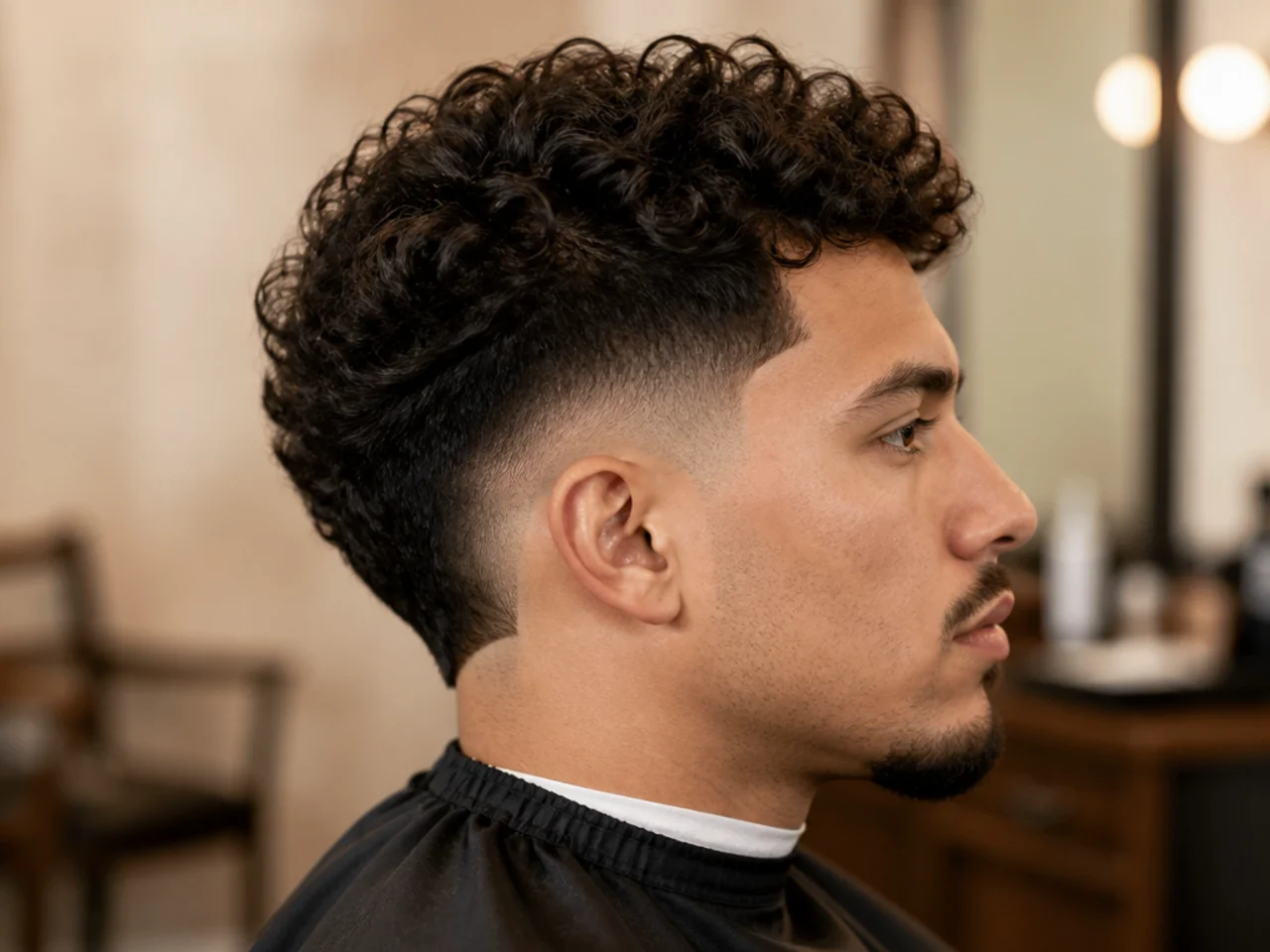 High burst fade with K-drama comma bangs on straight hair