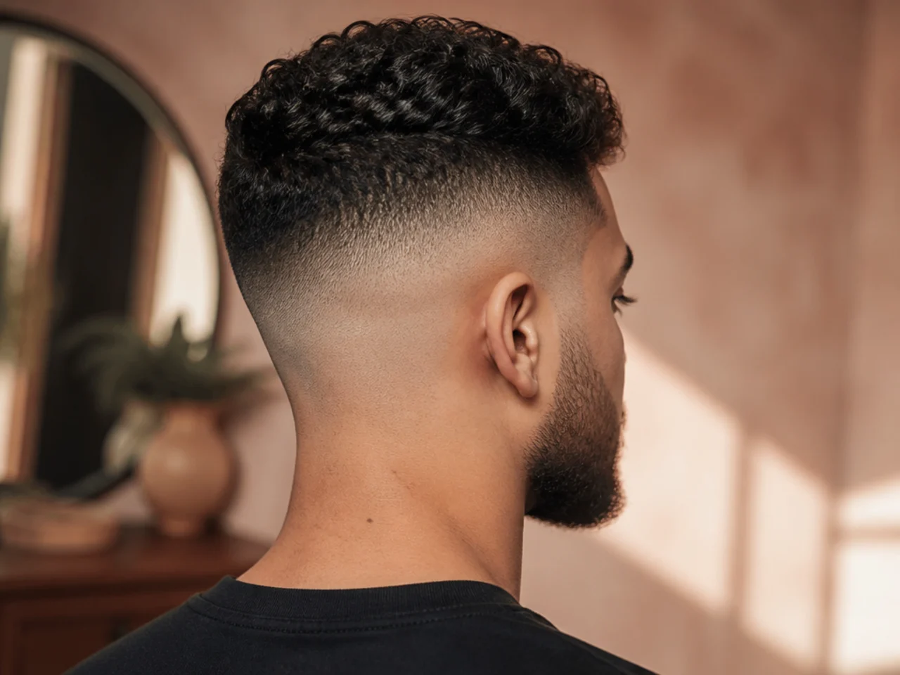 A high fade and beard at week three