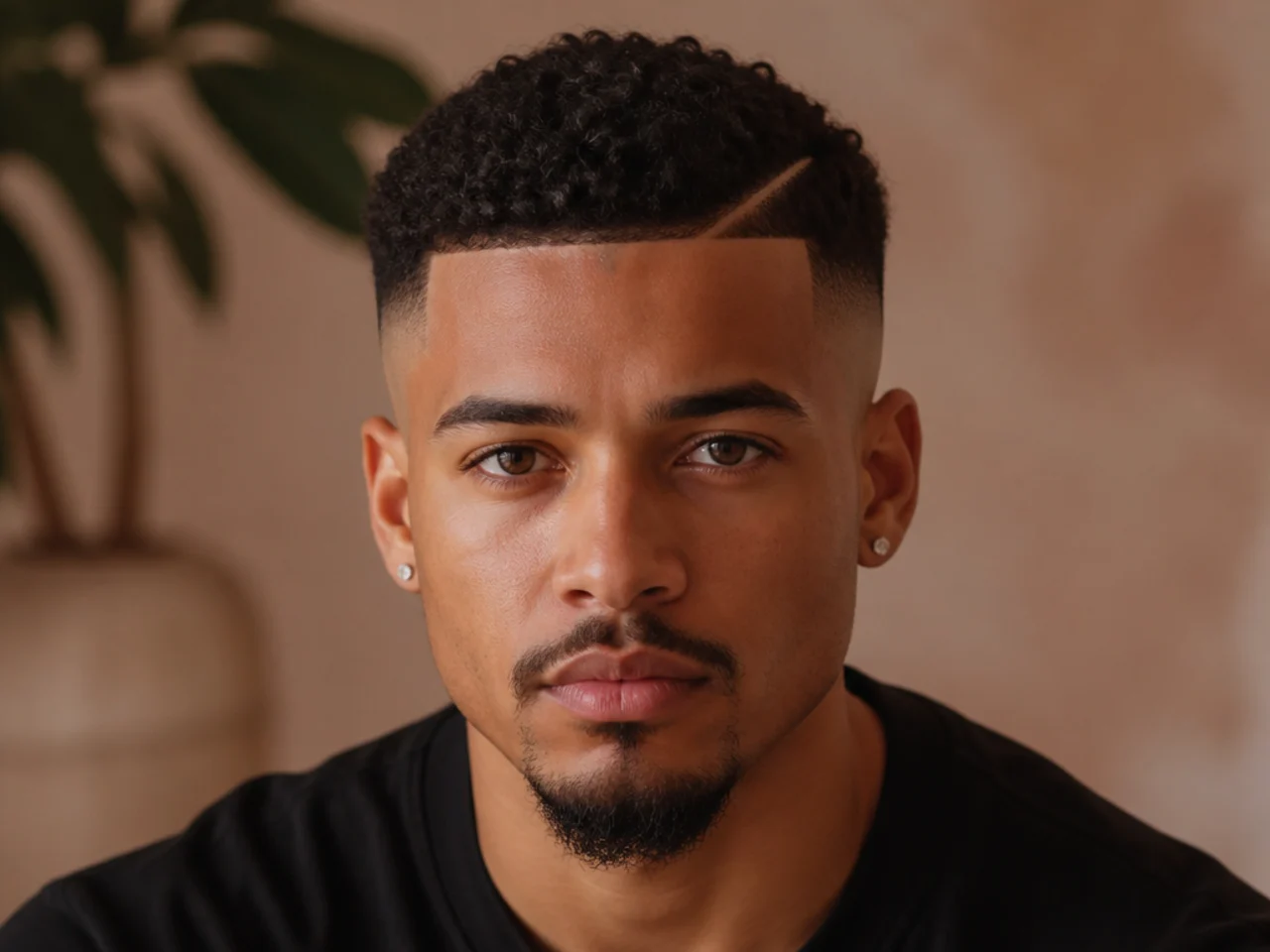 A high fade with a goatee