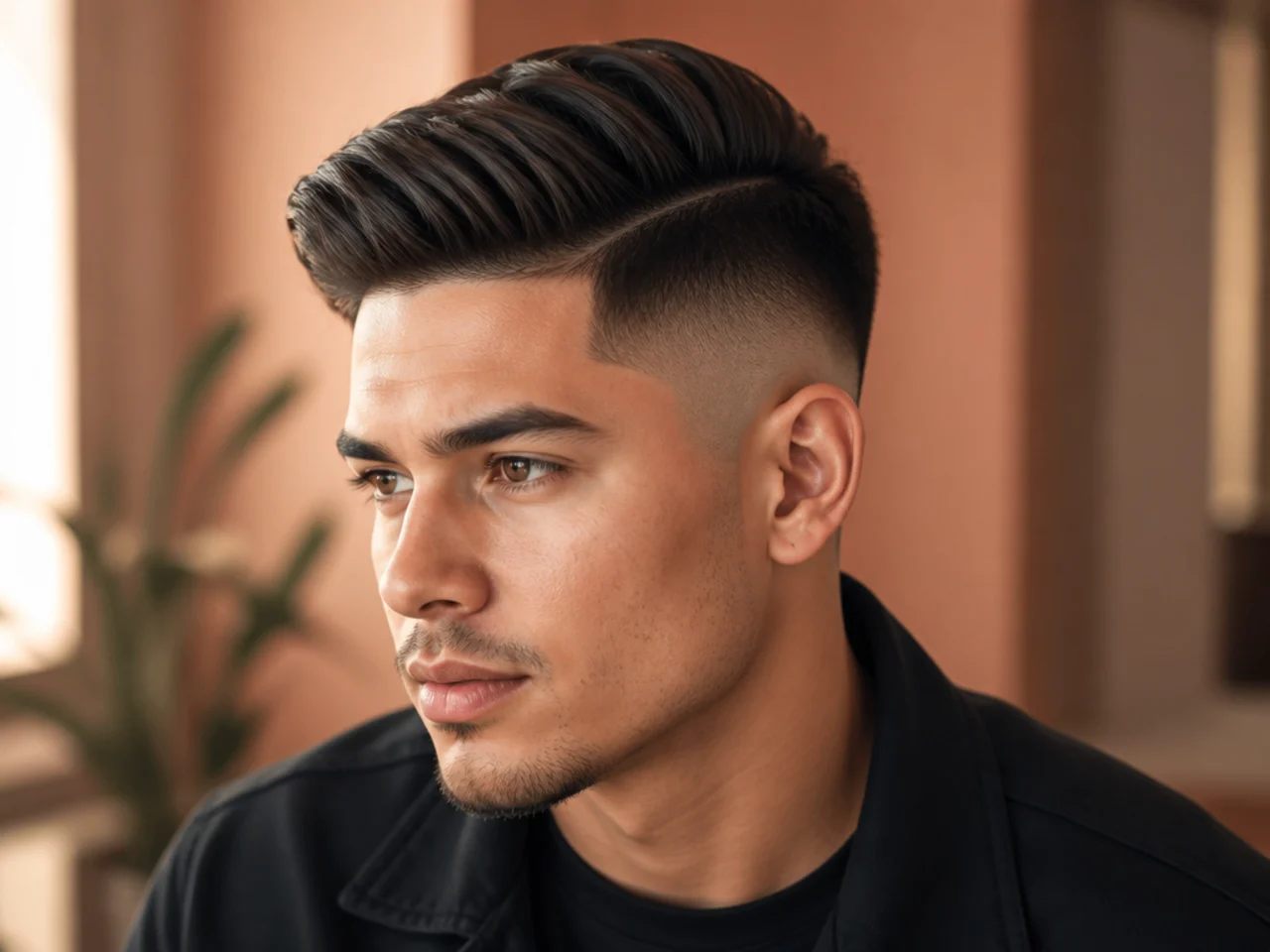A long high fade comb over