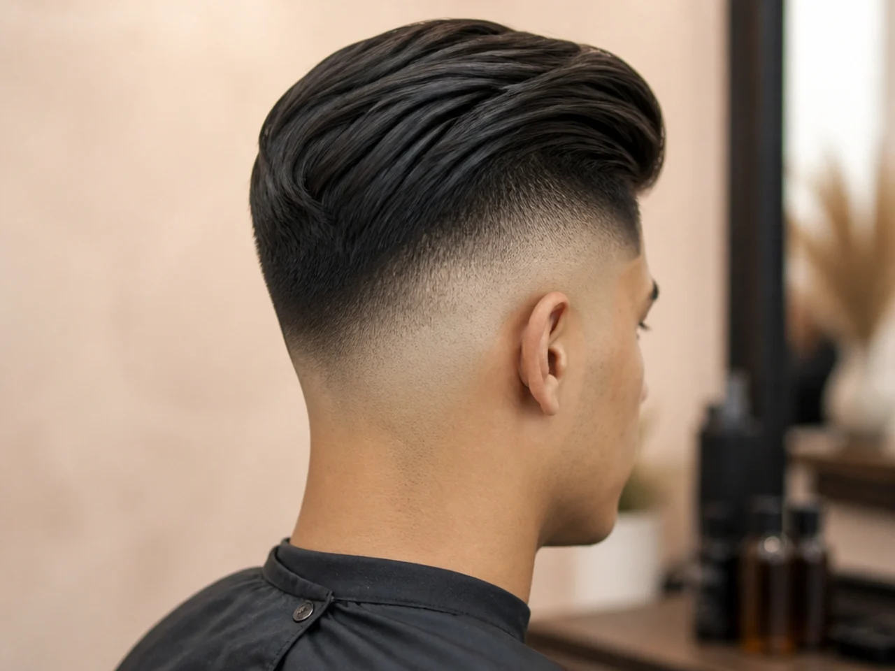 A high fade comb over on fine hair