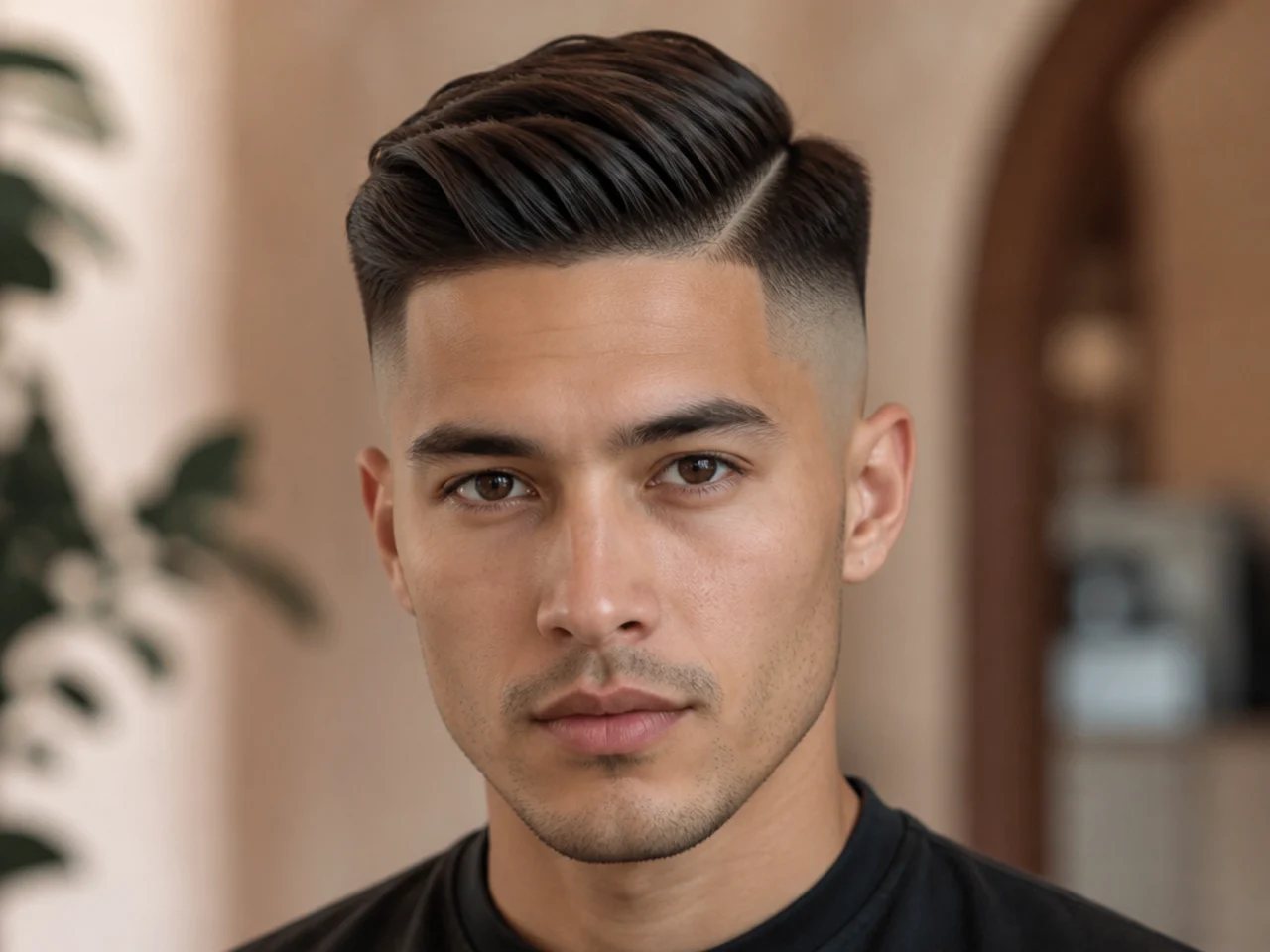 A natural part high fade comb over