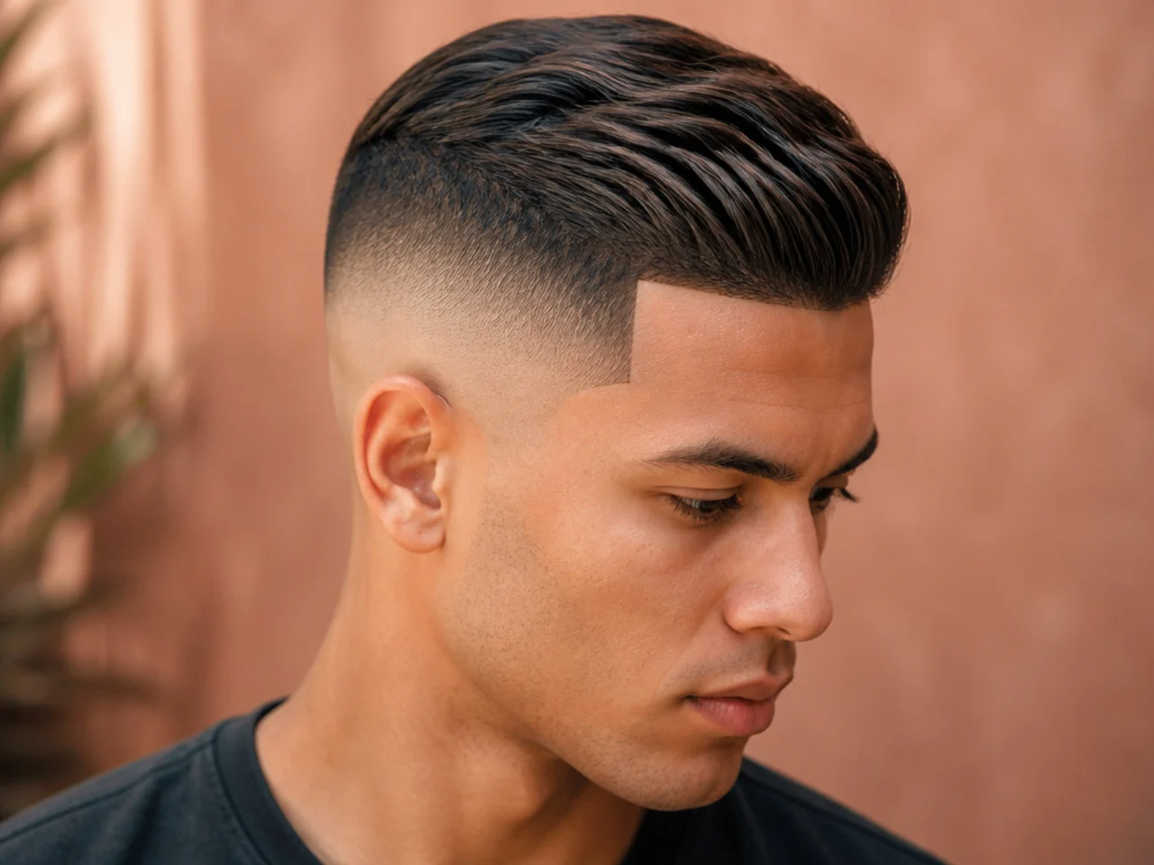 A high fade comb over with a line-up