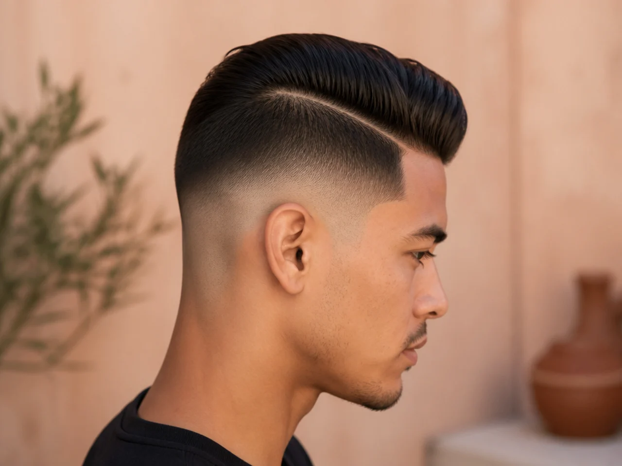 A part line meeting the top of a high fade