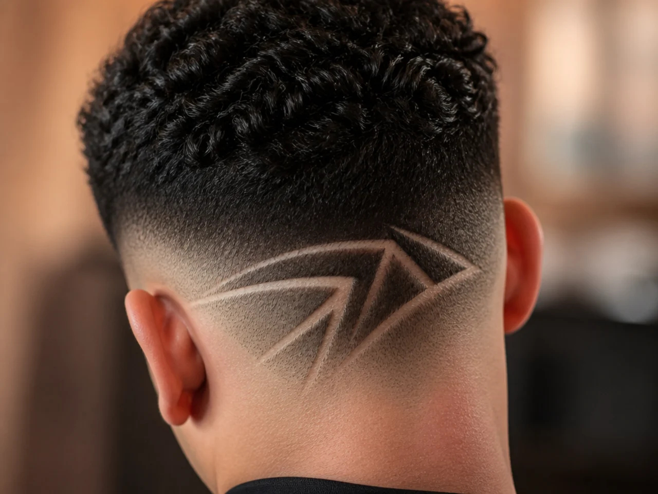 A design cut into the back of a high fade