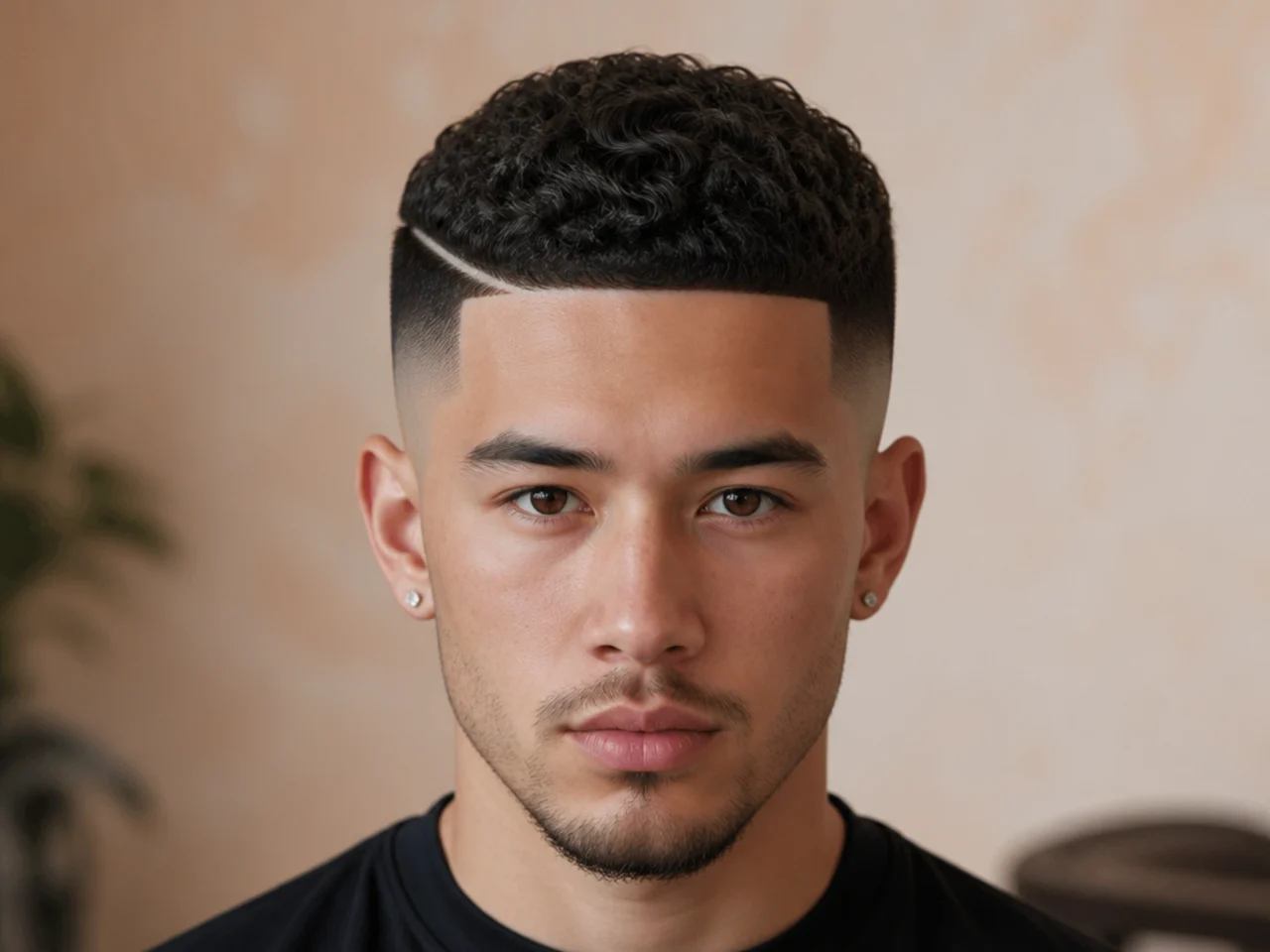 A curved arc following the high fade line