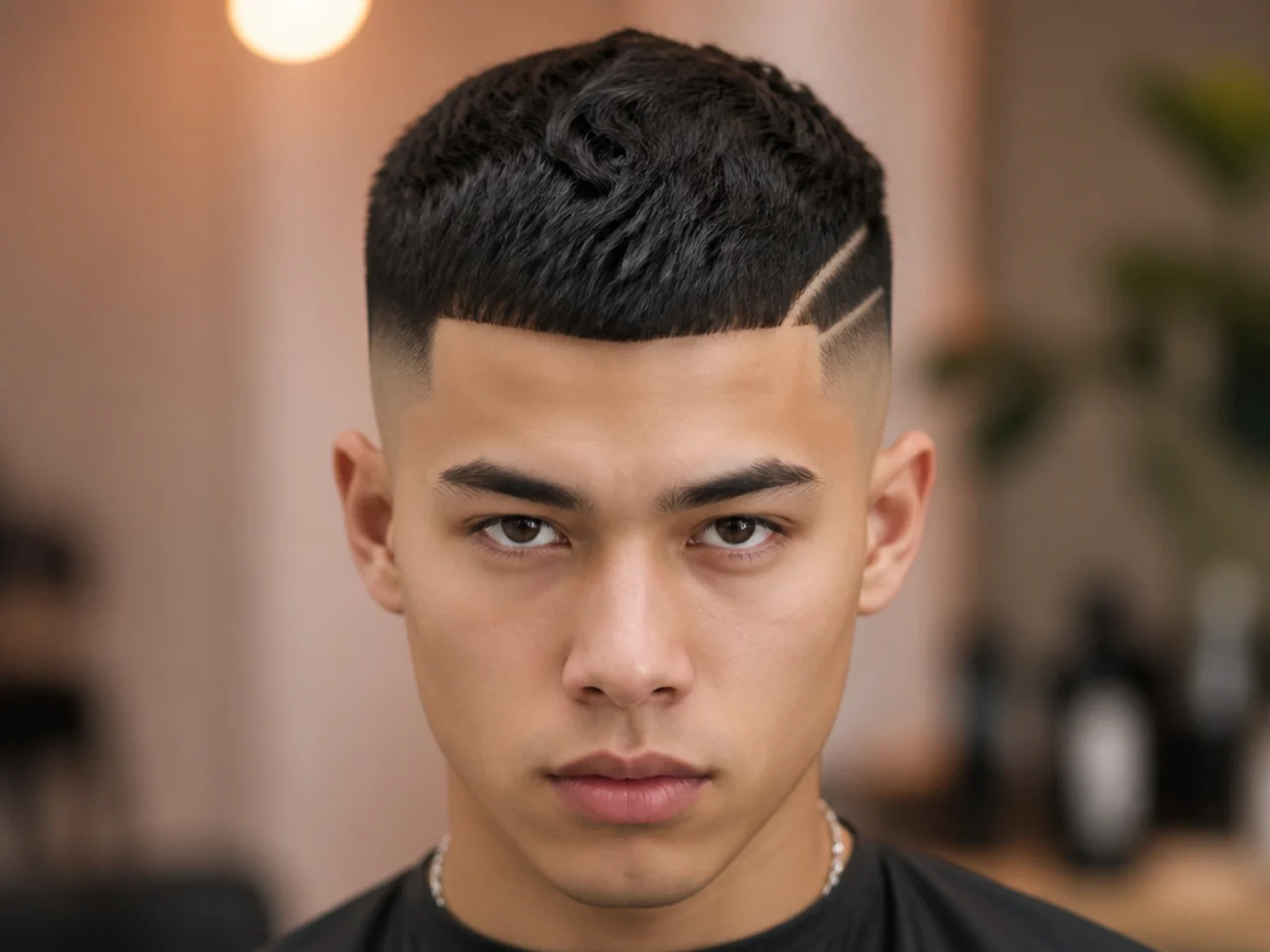 A straight design line appearing bent on a curved high fade panel