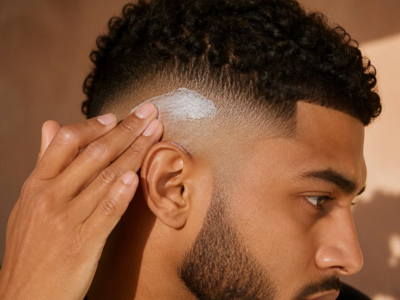 Sunscreen being applied to the exposed panel of a high fade