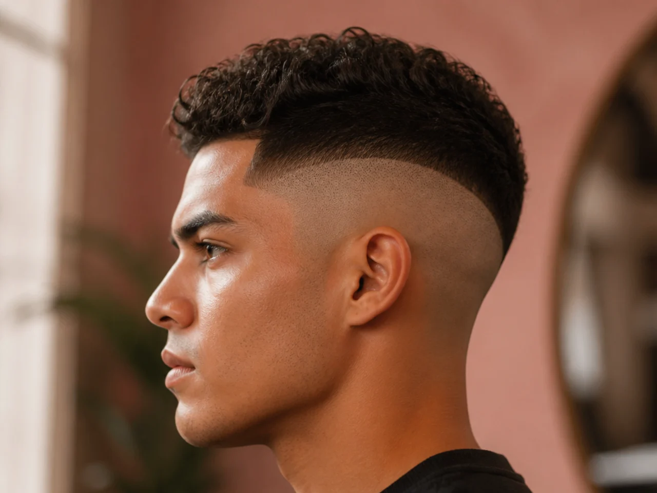 The curved bare panel of a high fade
