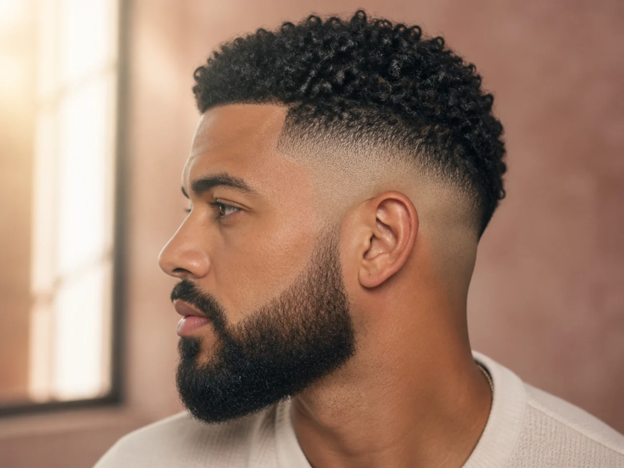 A high fade with an unfaded beard