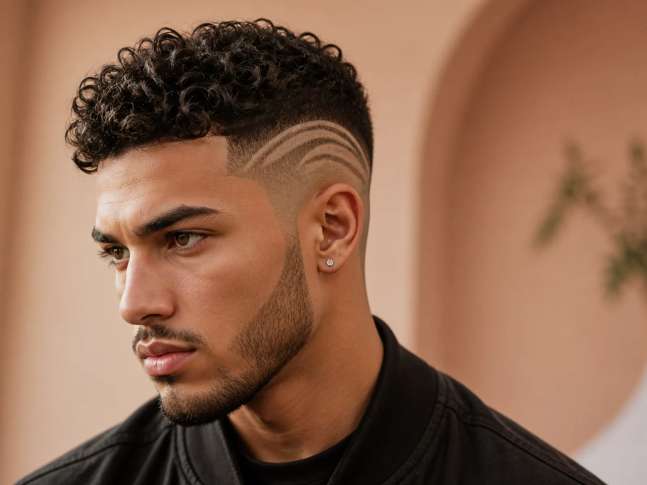 A high fade with a large design