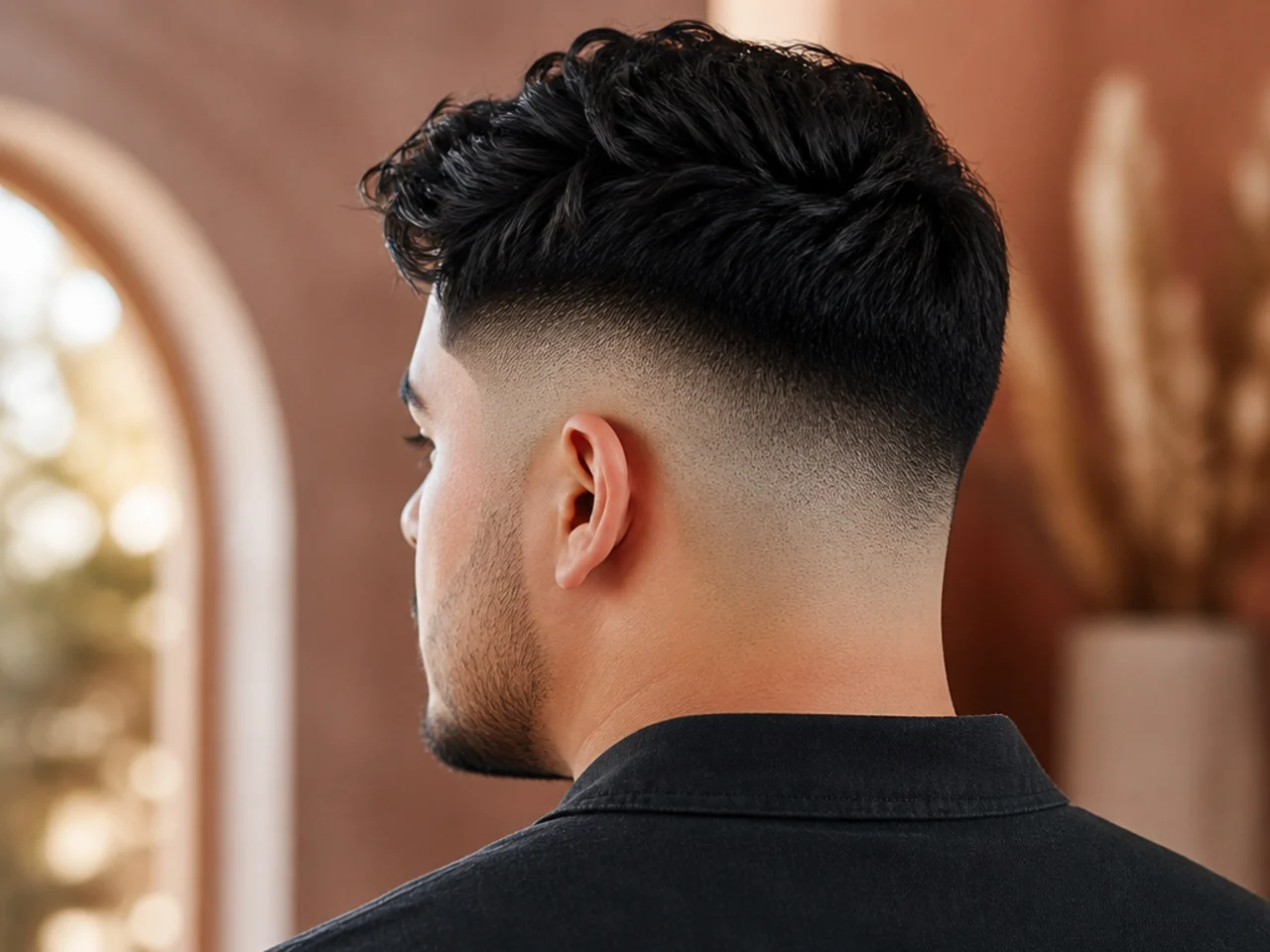 A high fade on a round face