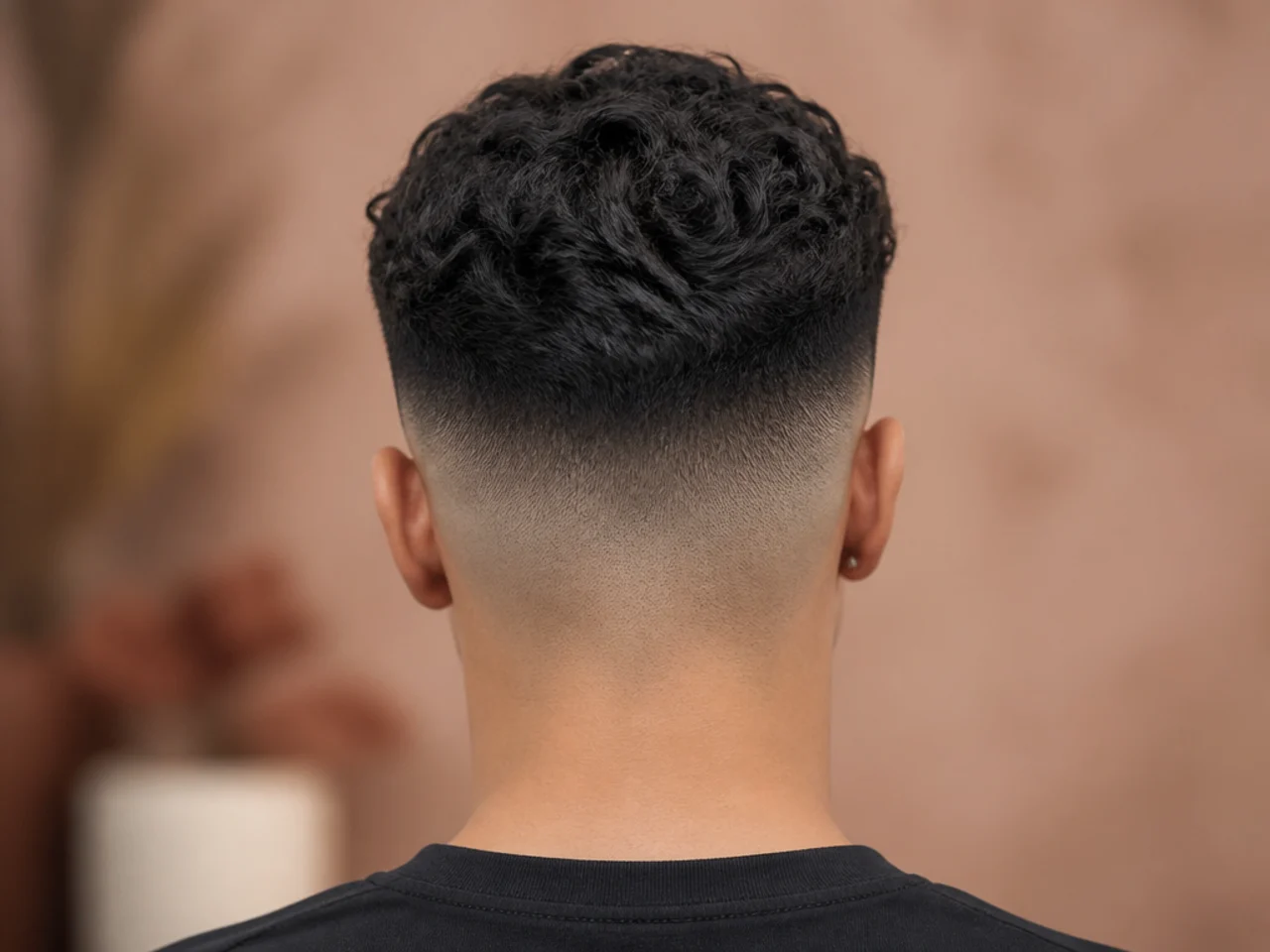 A high fade photographed from behind