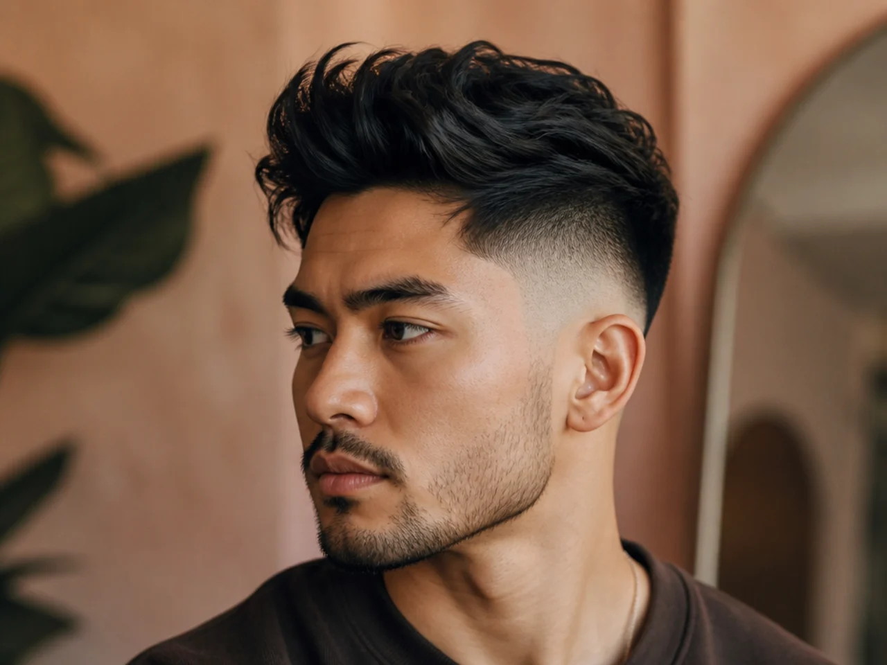 A high fade with a long top