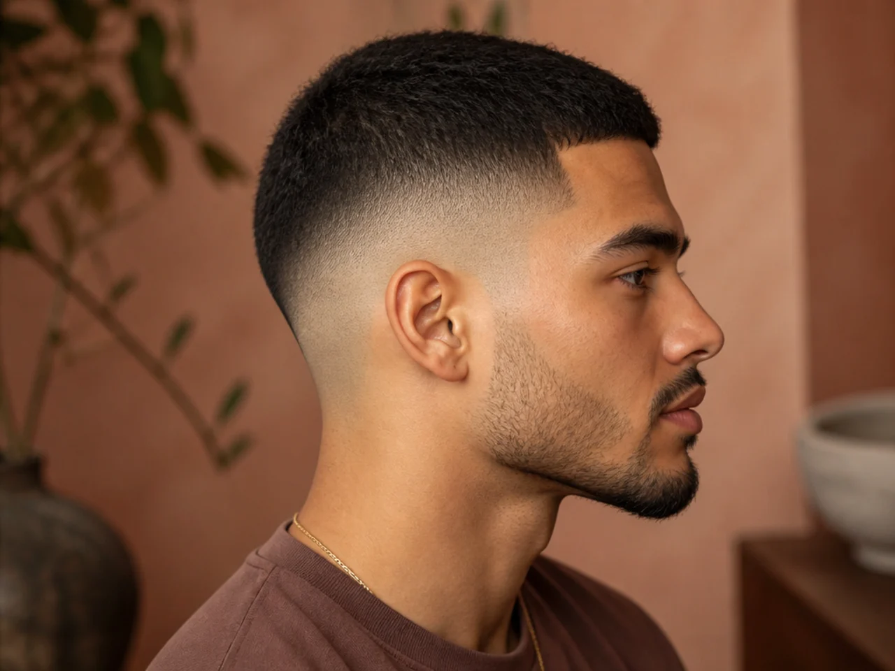 A high fade with a short top