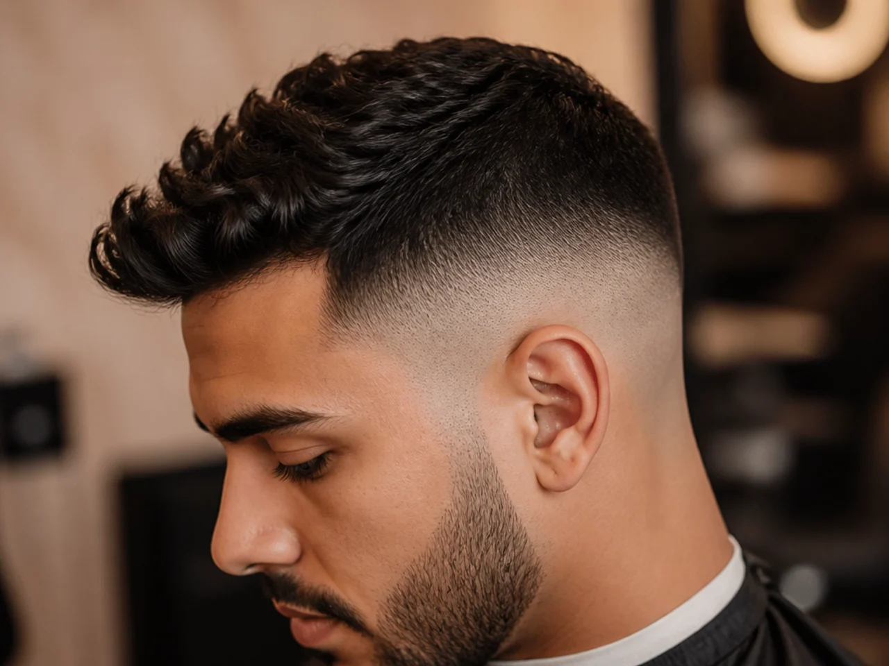 A saved high fade photo shown at a barbershop