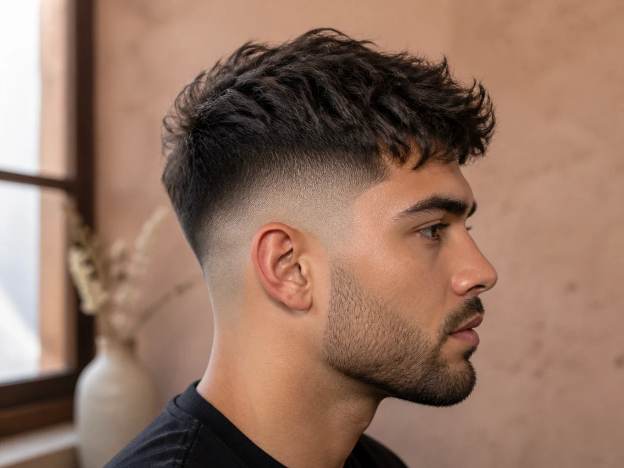 A high fade with a matte finish