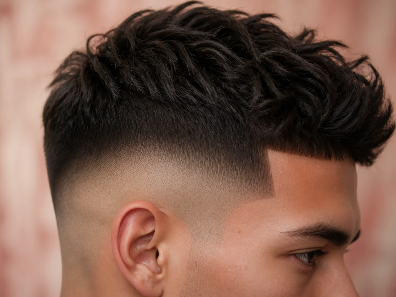 A high fade with a hard top edge